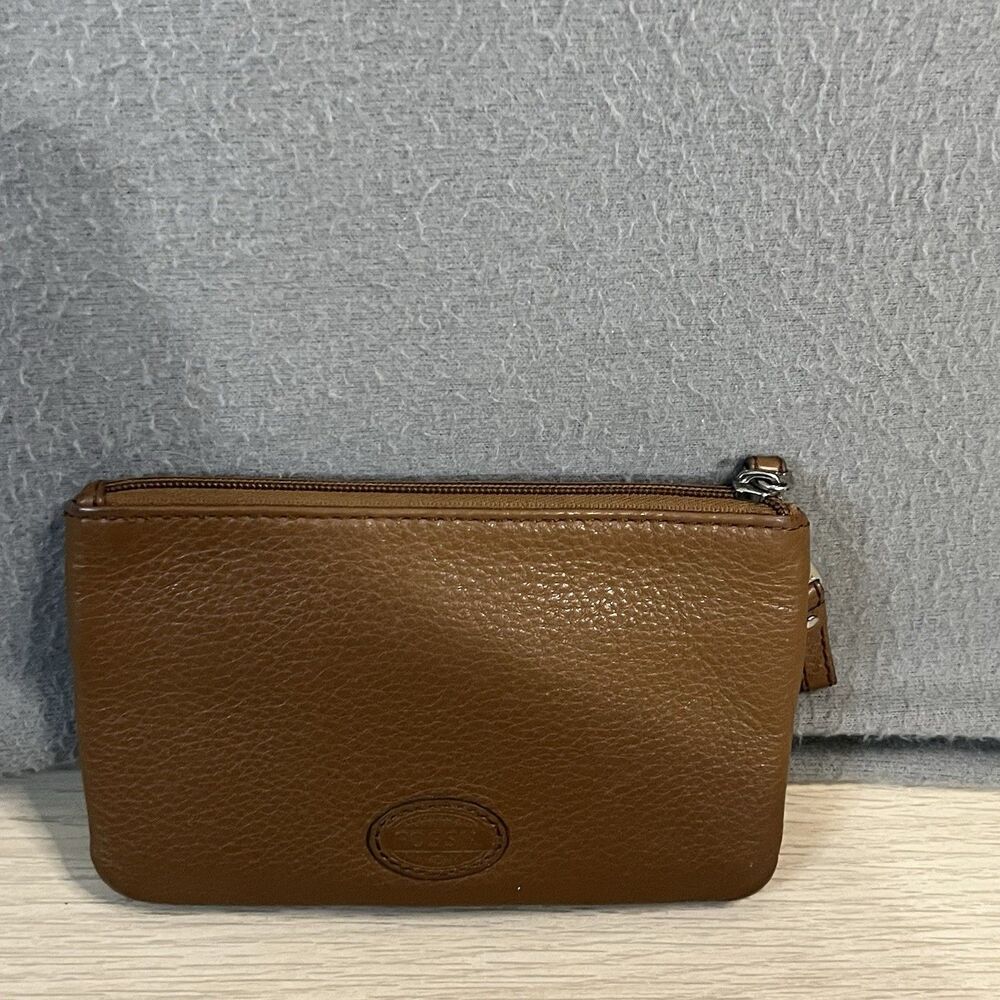 Fossil Brown Leather Cowhide Wallet Clutch Bag Mini 7X4